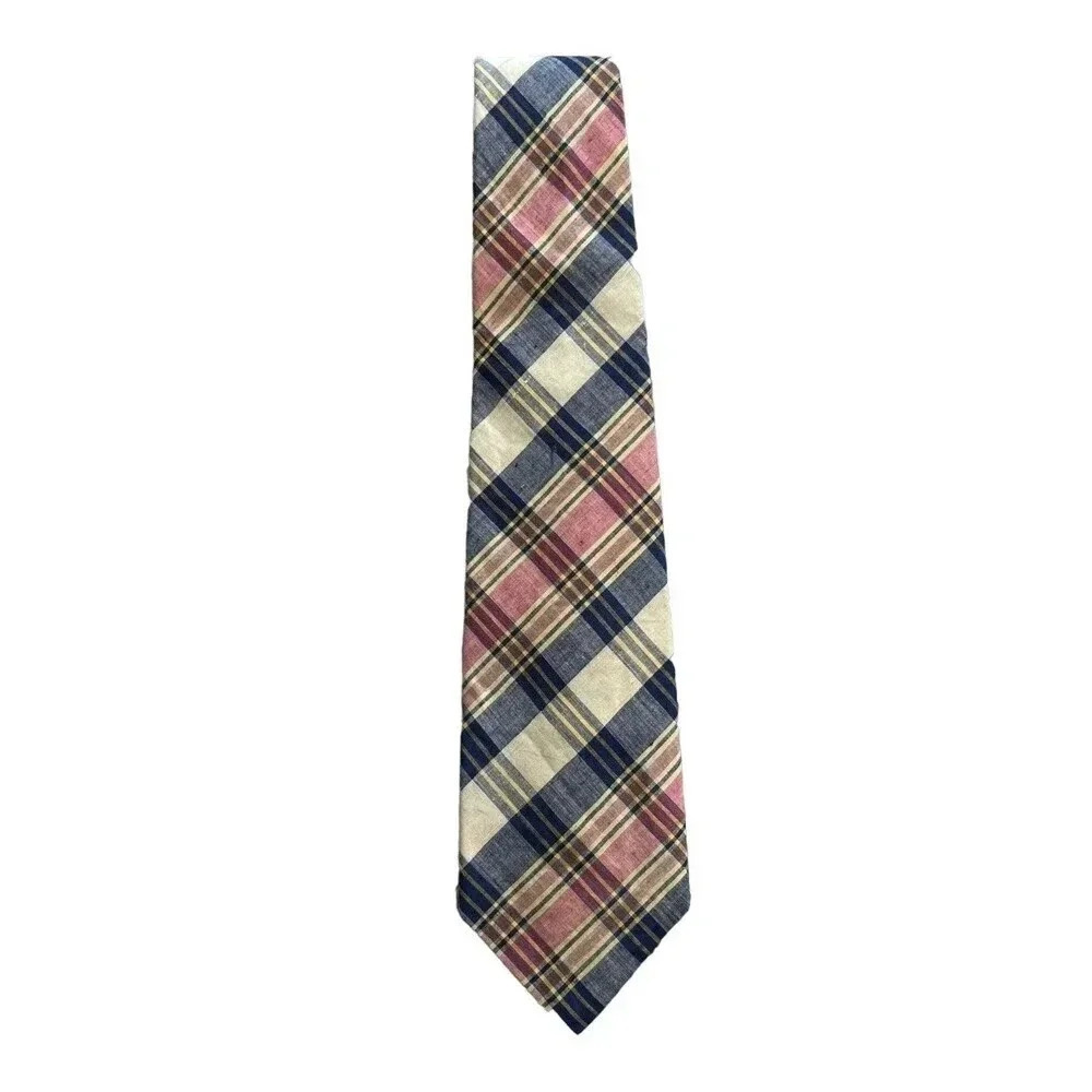 Jack Harper Beige Plaid Cotton Tie